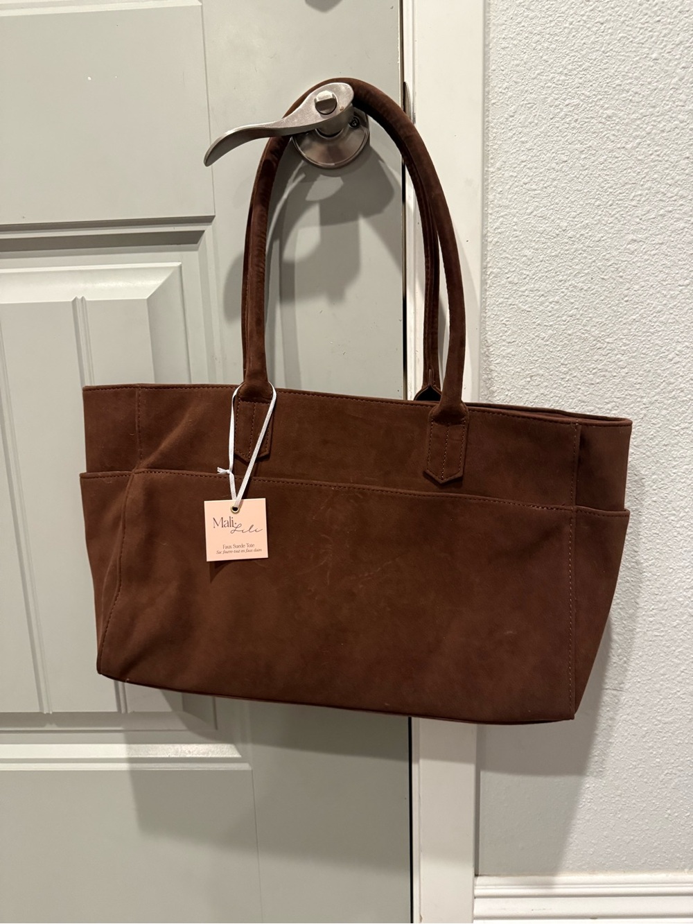 Brown Suede Tote Bag - Everyday Shoulder Bag